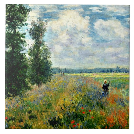 Monet - Papaver veld, Argenteuil Tegeltje (Voorkant)