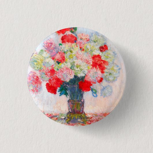 Monet Peonies Ronde Button 3,2 Cm (Voorkant)