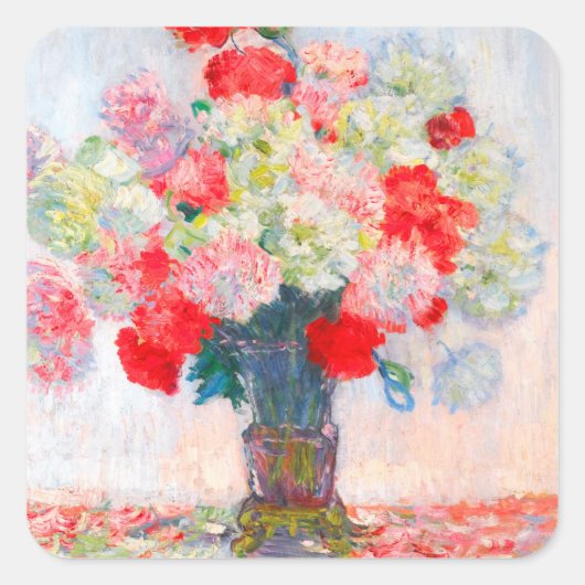 Monet Peonies Vierkante Sticker (Voorkant)