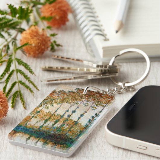 Monet - Poplars on Banks of River Epte in Autumn Sleutelhanger (Voorkant Rechts)