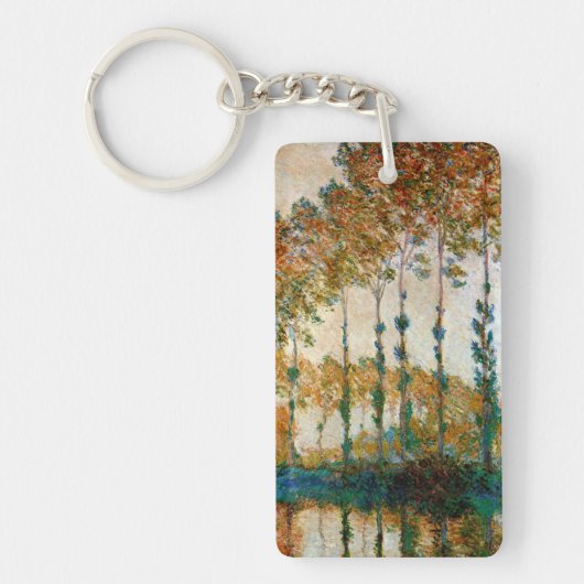Monet - Poplars on Banks of River Epte in Autumn Sleutelhanger (Voorkant)