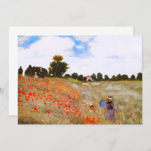 Monet Poppies-uitnodigingen Kaart (Voorkant / Achterkant)