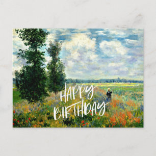 Monet - Poppy Field, Argenteuil, Birthday greeting Briefkaart