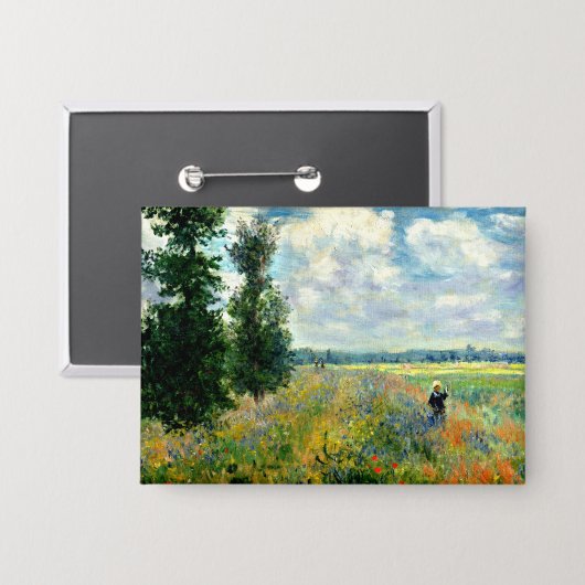 Monet - Poppy Field, Argenteuil Button (Voorkant / Achterkant)