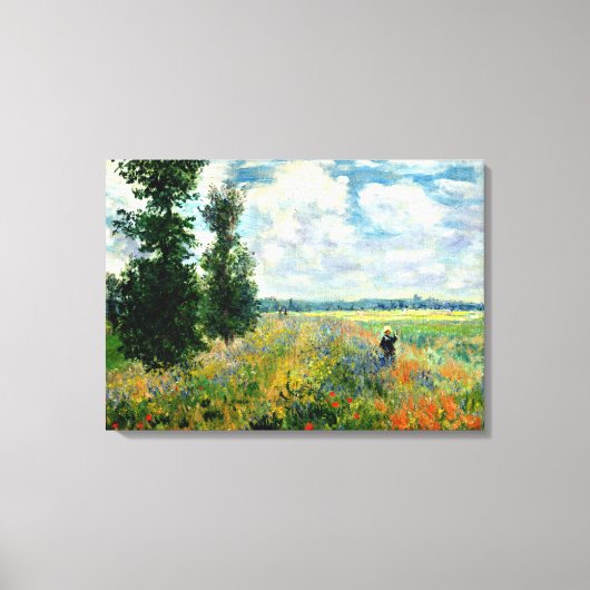 Monet - Poppy Field, Argenteuil Canvas Afdruk (Voorkant)