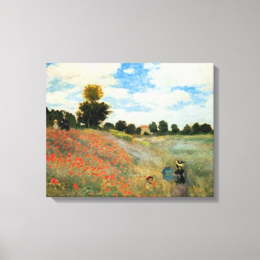Monet - Poppy Field, Argenteuil Canvas Afdruk (Voorkant)