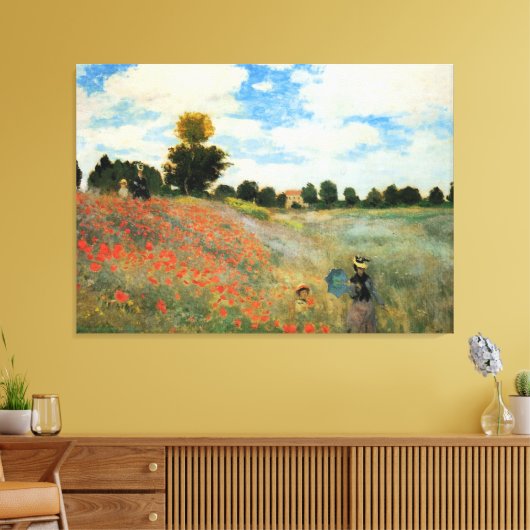 Monet - Poppy Field, Argenteuil Canvas Afdruk (Insitu (Woonkamer))