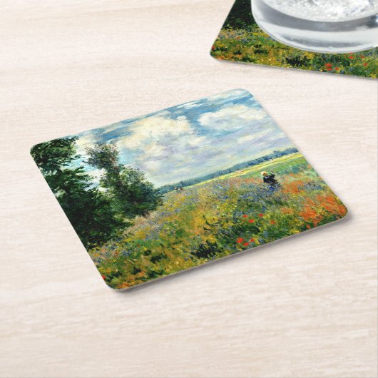 Monet - Poppy Field, Argenteuil Kartonnen Onderzetters (Schuin)