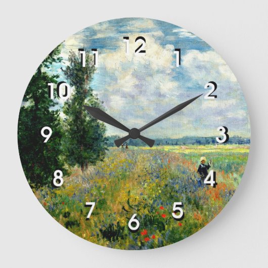 Monet - Poppy Field, Argenteuil, Large Clock Grote Klok (Voorkant)