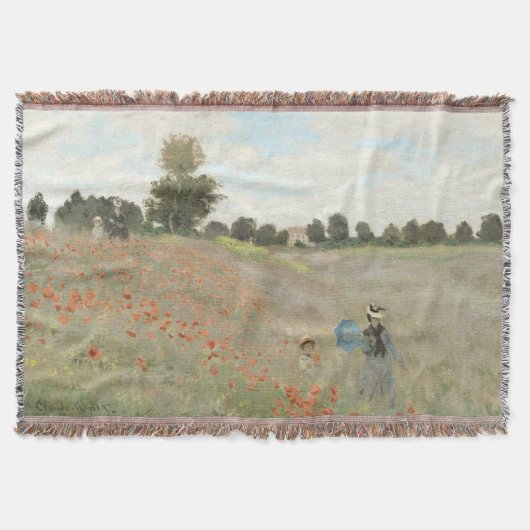 Monet Poppy Field Meadow Flowers Thun Blanket Deken (Voorkant)