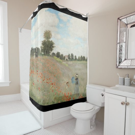 Monet Poppy Field Wildflower Shower Curtain Douchegordijn (In situ)