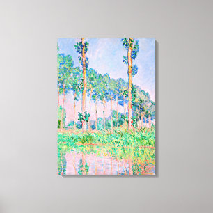 Monet - Populieren, Roze Effect Canvas Afdruk