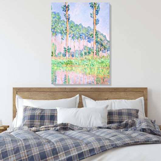 Monet - populieren, roze effect canvas afdruk (Insitu (Slaapkamer))