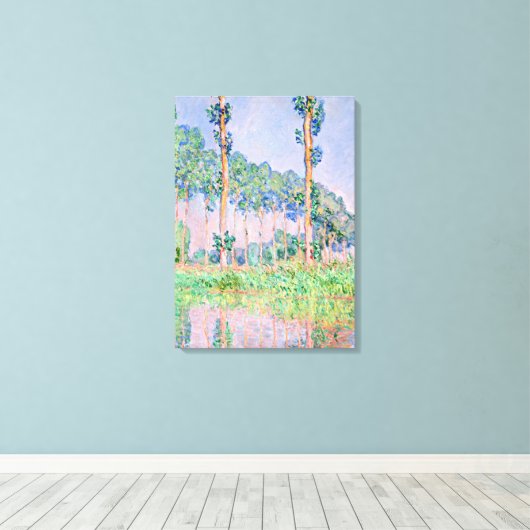 Monet - populieren, roze effect canvas afdruk (Insitu (Houten vloer))