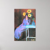 Monet - Portret van Suzanne Hoschede, Zonnebloemen Canvas Afdruk (Voorkant)