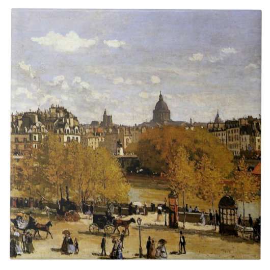 Monet - Quai du Louvre, fijn kunstschilderij Tegeltje (Voorkant)
