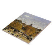 Monet - Quai du Louvre, fijn kunstschilderij Tegeltje (Zijkant)