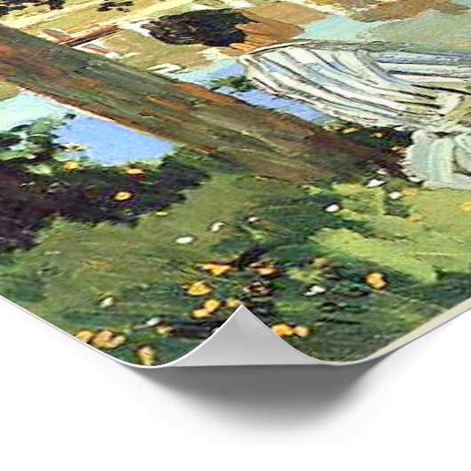 Monet - River Scene in Bennecourt,  fijne ar Poster (Hoek)