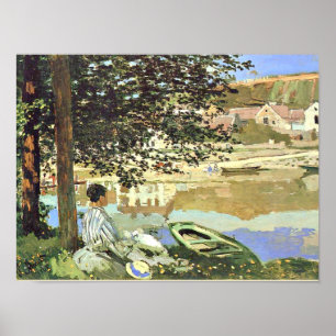 Monet - River Scene in Bennecourt,  fijne ar Poster
