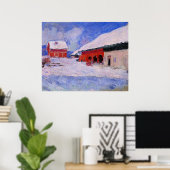 Monet - Rode huizen bij Bjornegaard Poster (Thuiskantoor)
