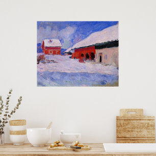 Monet - Rode huizen bij Bjornegaard Poster