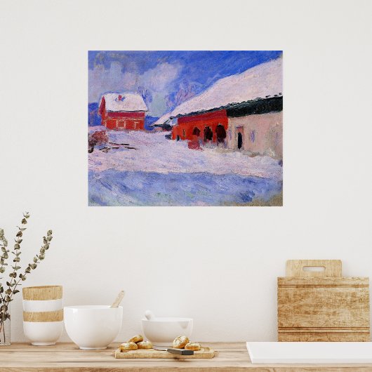 Monet - Rode huizen bij Bjornegaard Poster (Keuken)