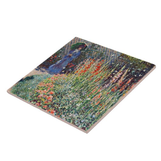Monet - ronde bloembed, beroemd schilderij, tegeltje (Zijkant)
