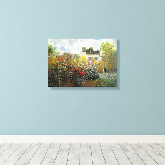 Monet Roos Garden Canvas Afdruk (Insitu (Houten vloer))