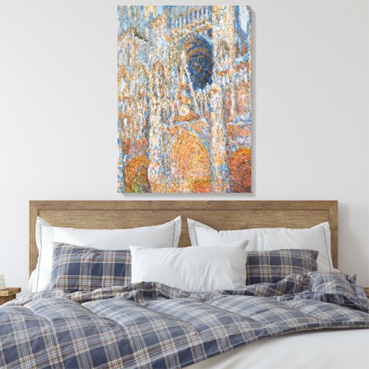 Monet - Rouen Cathedraal, de Facade in Sunlight Canvas Afdruk (Insitu (Slaapkamer))