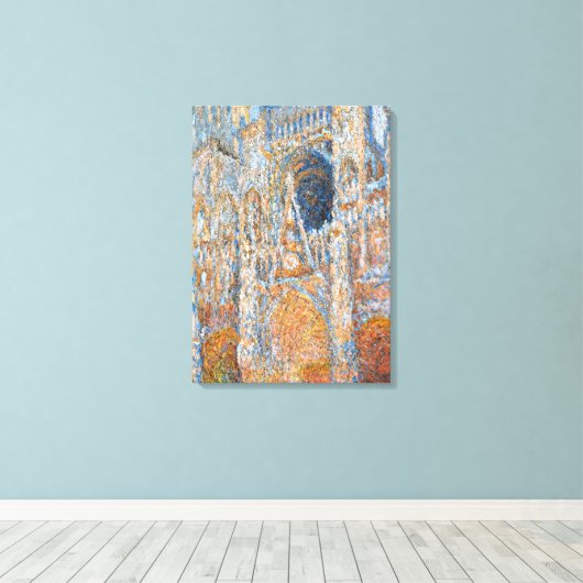 Monet - Rouen Cathedraal, de Facade in Sunlight Canvas Afdruk (Insitu (Houten vloer))
