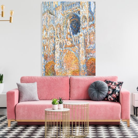 Monet - Rouen Cathedraal, de Facade in Sunlight Canvas Afdruk (Insitu (Woonkamer))