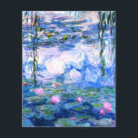Monet Roze watergalgen Papierblad<br><div class="desc">Een monetroze waterlust met papier van 4, 5 x 5, 6 inch,  met prachtige roze waterlelies die in een kalm blauw vijver drijven met lelasjes. Een geweldige cadeau van Monet voor fans van het impressionisme en de Franse kunst. Serene natuur impressionisme met mooie bloemen en schilderachtig vijver landschap.</div>