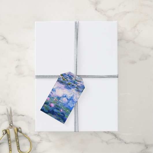 Monet Roze watergelilies Cadeaulabel (Met Touw)