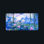 Monet Roze watergelilies Etiket<br><div class="desc">Monet roze adresetiketten met prachtige roze waterlelies die zweven in een kalm blauw vijver met lendenpootjes. Een geweldige cadeau van Monet voor fans van het impressionisme en de Franse kunst. Serene natuur impressionisme met mooie bloemen en schilderachtig vijver landschap.</div>