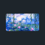 Monet Roze watergelilies Etiket<br><div class="desc">Monet roze adresetiketten met prachtige roze waterlelies die zweven in een kalm blauw vijver met lendenpootjes. Een geweldige cadeau van Monet voor fans van het impressionisme en de Franse kunst. Serene natuur impressionisme met mooie bloemen en schilderachtig vijver landschap.</div>