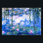 Monet Roze watergelilies  Kaart<br><div class="desc">Een Monet roze tafelblad met prachtige roze waterlappen die in een kalm blauw vijver drijven met lelasjes. Een geweldige cadeau van Monet voor fans van het impressionisme en de Franse kunst. Serene natuur impressionisme met mooie bloemen en schilderachtig vijver landschap.</div>