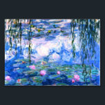 Monet Roze watergelilies  Kaart<br><div class="desc">Een Monet roze tafelblad met prachtige roze waterlappen die in een kalm blauw vijver drijven met lelasjes. Een geweldige cadeau van Monet voor fans van het impressionisme en de Franse kunst. Serene natuur impressionisme met mooie bloemen en schilderachtig vijver landschap.</div>