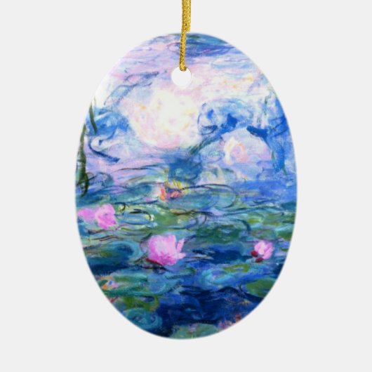 Monet Roze watergelilies  Keramisch Ornament (Voorkant)