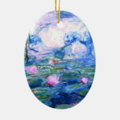 Monet Roze watergelilies  Keramisch Ornament (Achterkant)