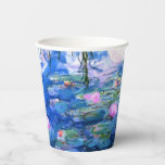 Monet Roze watergelilies Papieren Bekers<br><div class="desc">Papieren bekers met prachtige roze waterlelies die drijven in een kalme blauwe vijver met lippenpootjes. Een geweldige cadeau van Monet voor fans van het impressionisme en de Franse kunst. Serene natuur impressionisme met mooie bloemen en schilderachtig vijver landschap.</div>