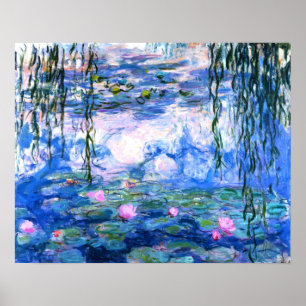 Monet Roze watergelilies Poster