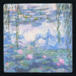 Monet Roze watergelilies Stenen Onderzetter<br><div class="desc">Een Monet roze onderzetter van de lippenstaart met prachtige roze waterlib die zweven in een kalm blauw vijver met lily pads. Een geweldige cadeau van Monet voor fans van het impressionisme en de Franse kunst. Serene natuur impressionisme met mooie bloemen en schilderachtig vijver landschap.</div>