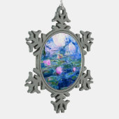 Monet Roze watergelilies  Tin Sneeuwvlok Ornament (Links)