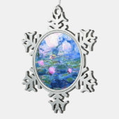 Monet Roze watergelilies  Tin Sneeuwvlok Ornament (Rechts)