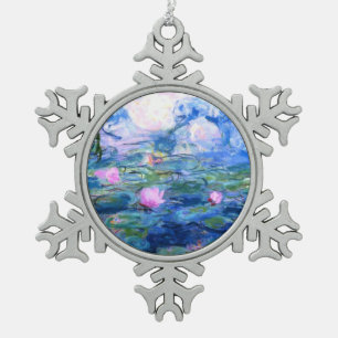 Monet Roze watergelilies  Tin Sneeuwvlok Ornament