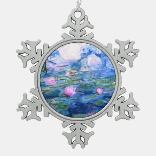 Monet Roze watergelilies  Tin Sneeuwvlok Ornament (Voorkant)
