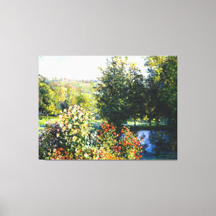 Monet - Rozen in de tuin in Montgeron, Canvas Afdruk