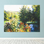 Monet - Rozen in de tuin in Montgeron, Canvas Afdruk (Insitu (Houten vloer))