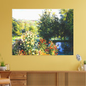 Monet - Rozen in de tuin in Montgeron, Canvas Afdruk (Insitu (Woonkamer))