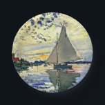 Monet - Sailboat at le Petit Gennevilliers Papieren Bordje<br><div class="desc">Claude Monet schilderij,  Zeilboot bij le Petit Gennevilliers</div>